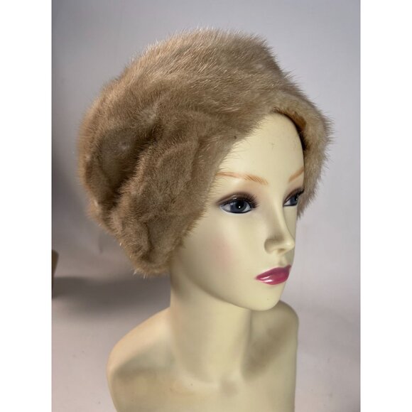 Vintage Lee Bury Dallas Beige Mink Fur Hat - Picture 2 of 16
